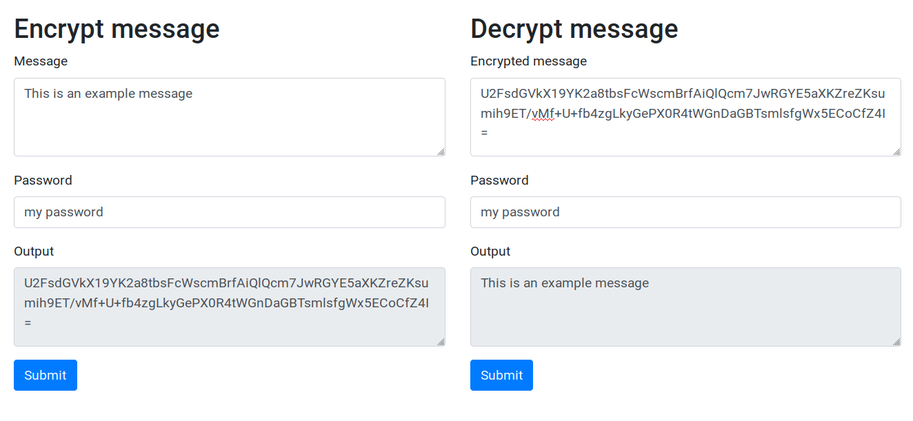 end to end encryption example using javascript and crypto-js